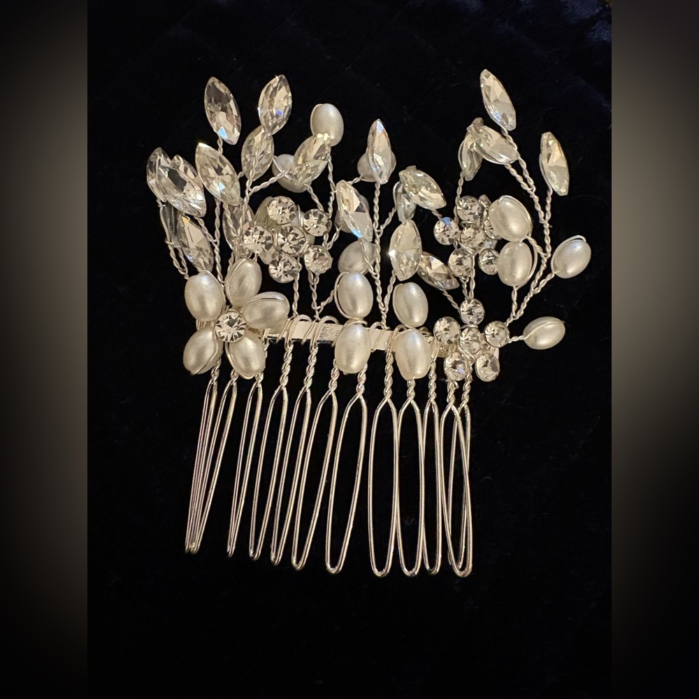 Crystal Floral Silver Hair Comb
